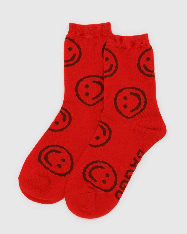 Crew Socks- Red Happy