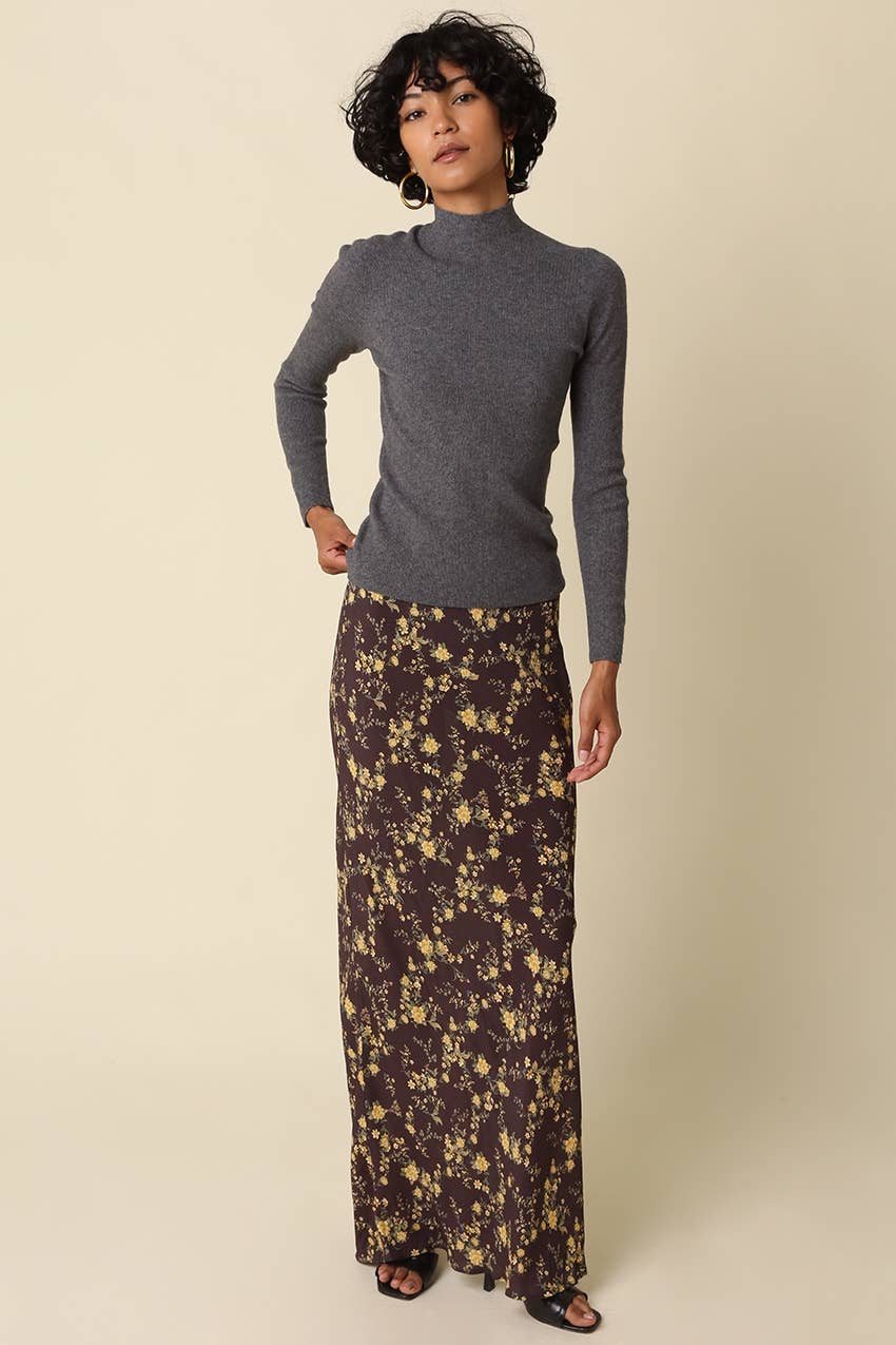 Romy Mock Neck Knit Sweater - Grey