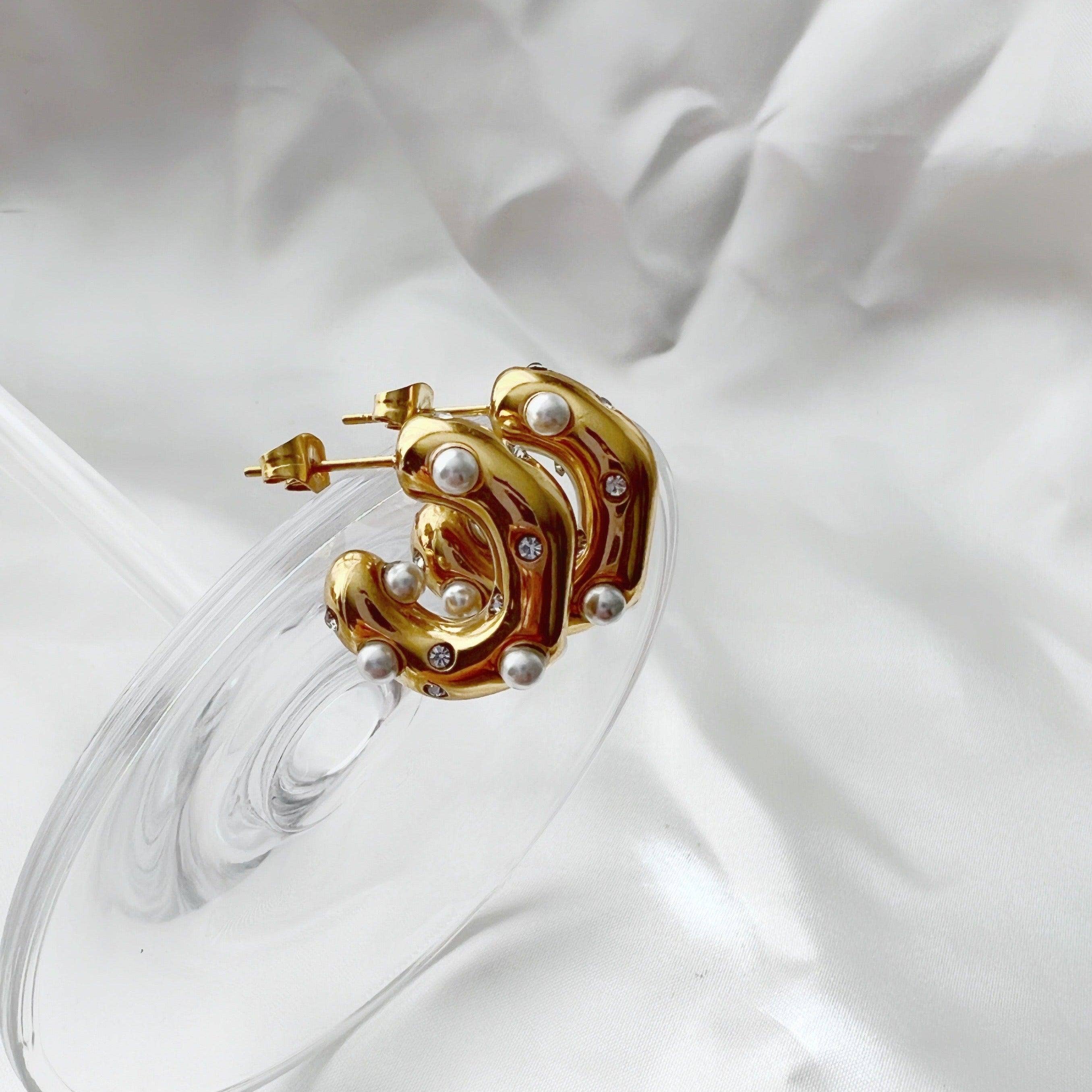 Dazzle Hoops - Pearls and CZ