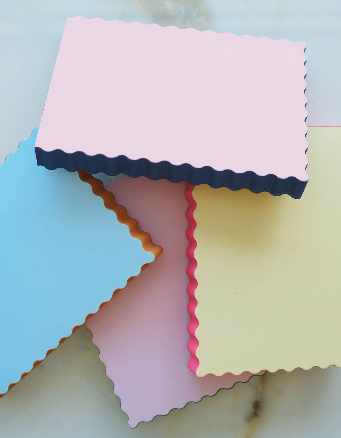 Mini Wave Shaped Notepad | Citron + Hot Coral Edge