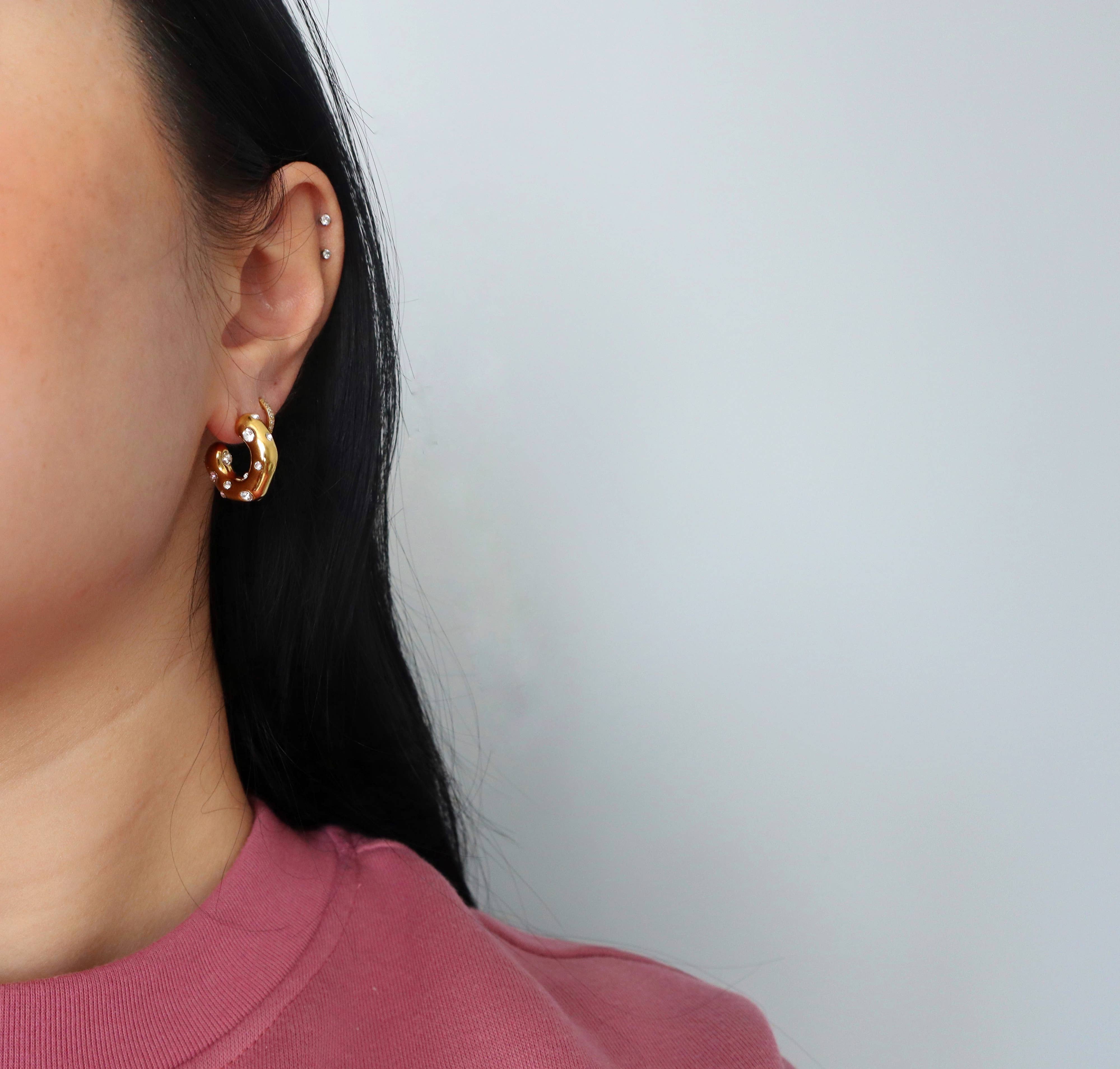 Dazzle Hoops | CZ Chunky Gold Hoops