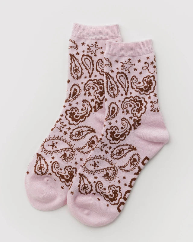 Crew Socks - Paisley Pink