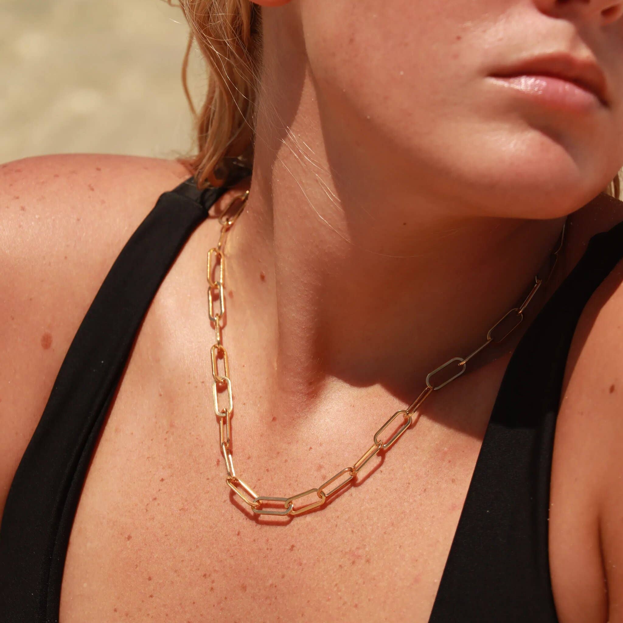 18K Gold Plated Mini Paperclip Chain Necklace