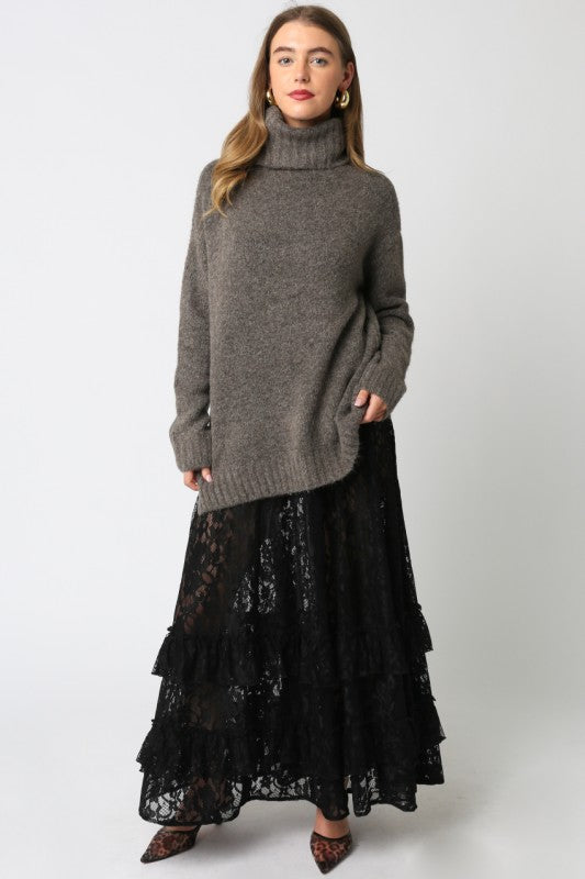 Fuzzy Turtleneck Oversized Sweater