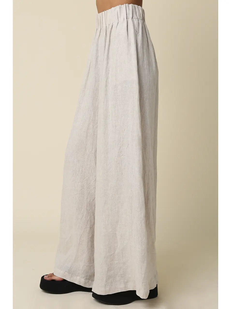 Jerri Linen Wide-Leg Pants - Natural