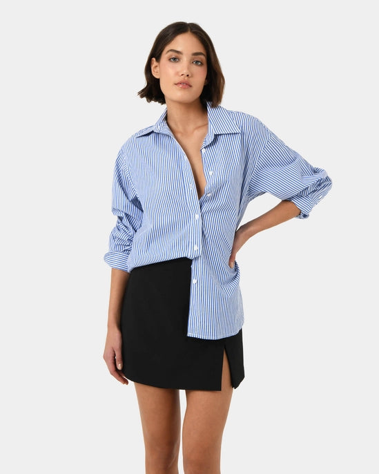 Manhattan Striped Cotton Shirt - Blue