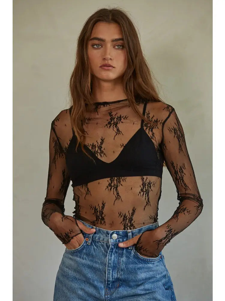 Aubrey Ruby Lace Top - Black