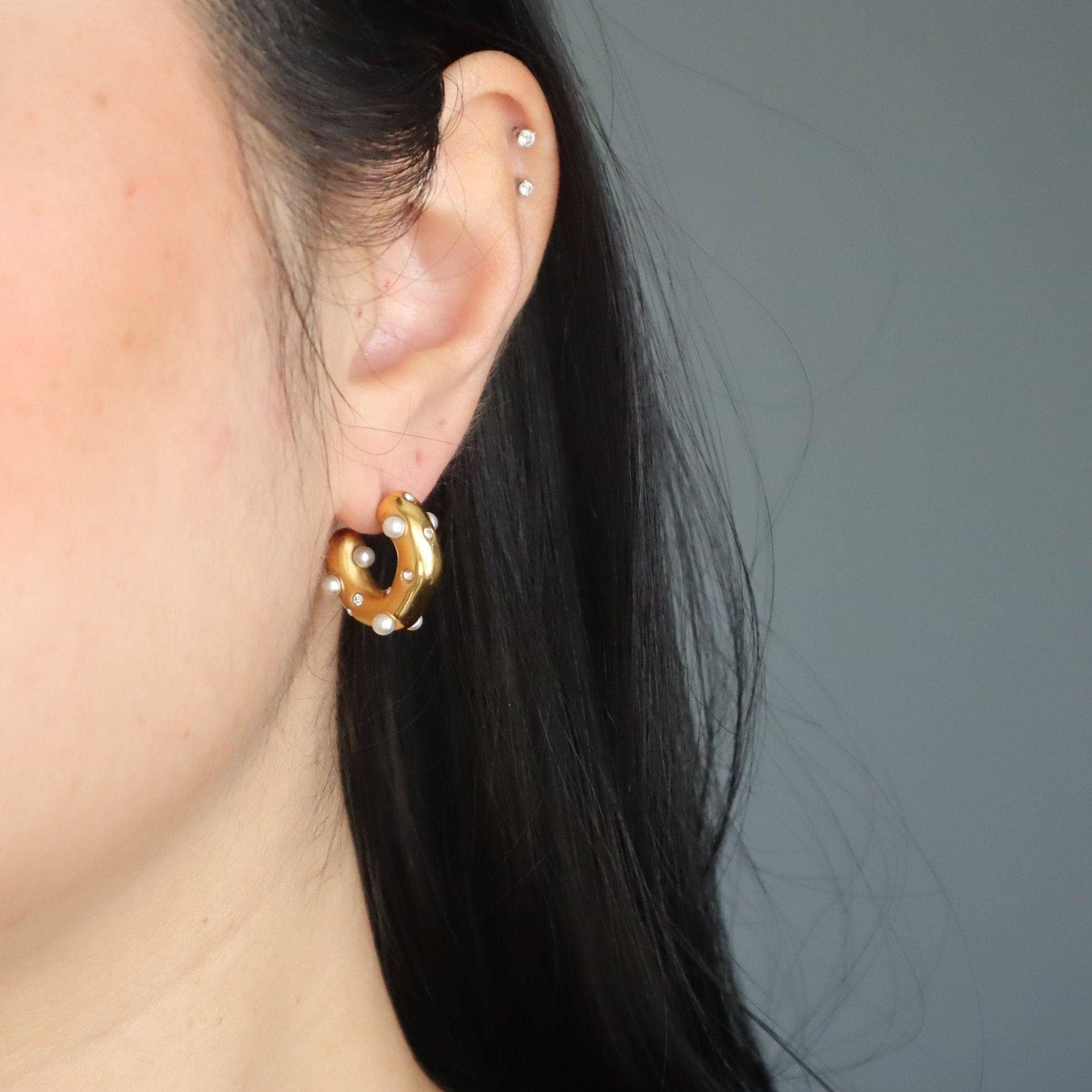 Dazzle Hoops - Pearls and CZ