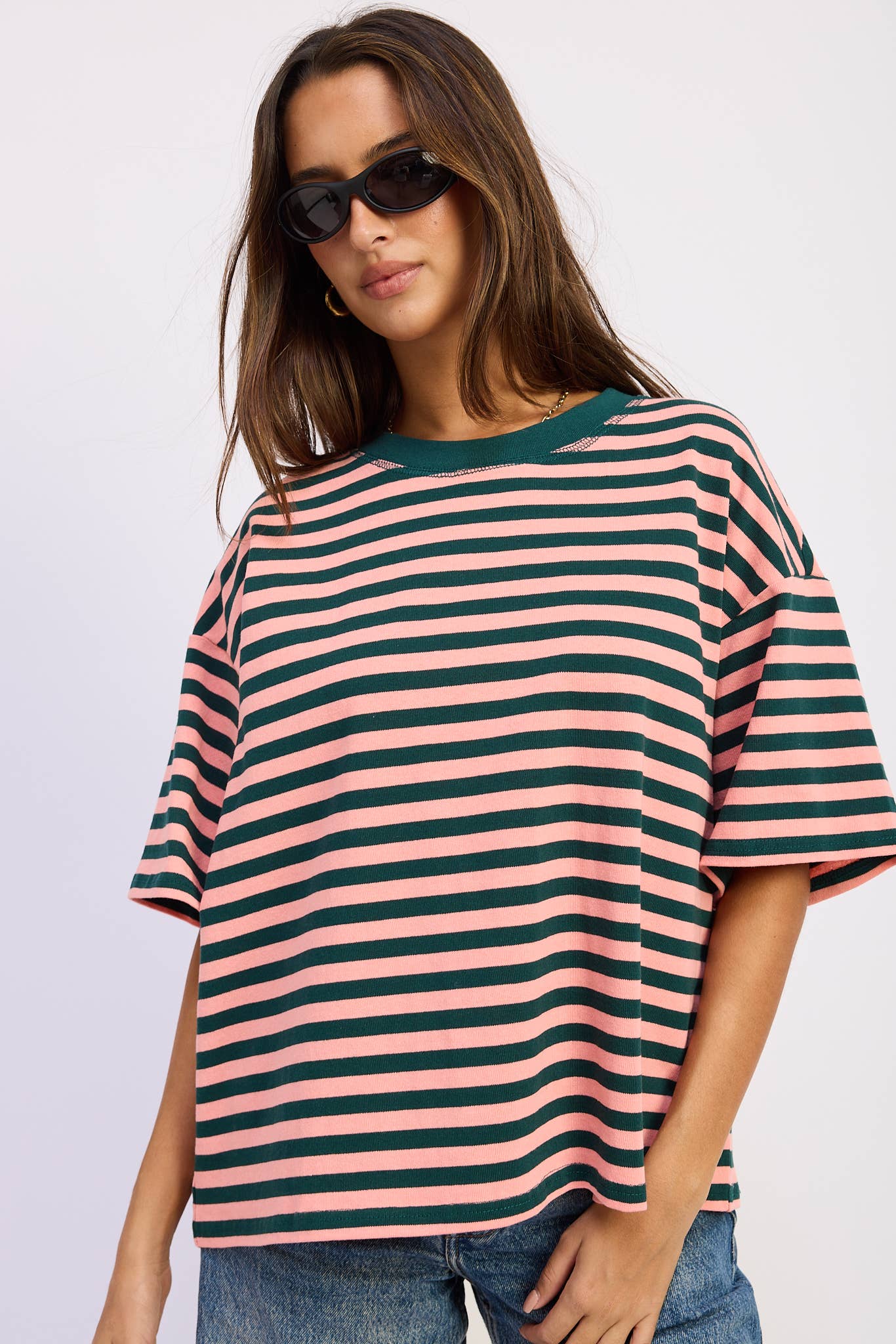 Oversized Stripe Short Sleeve T-Shirt