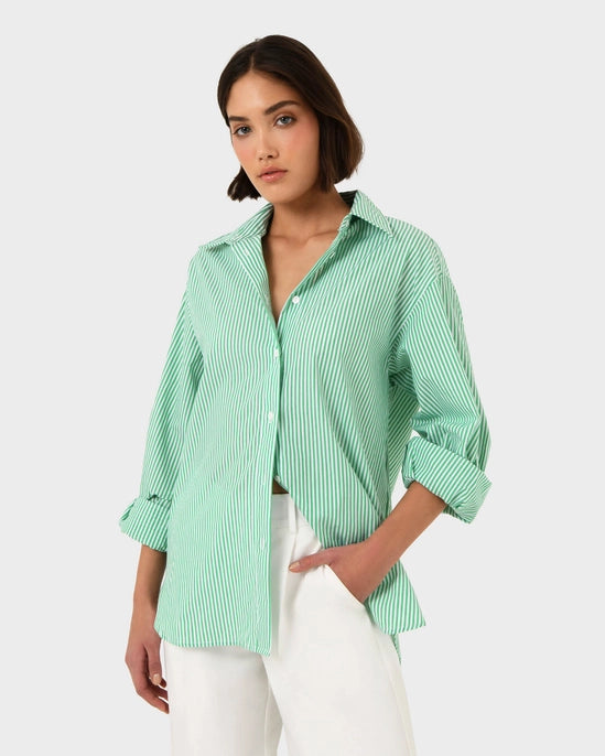 Manhattan Striped Cotton Shirt - Green