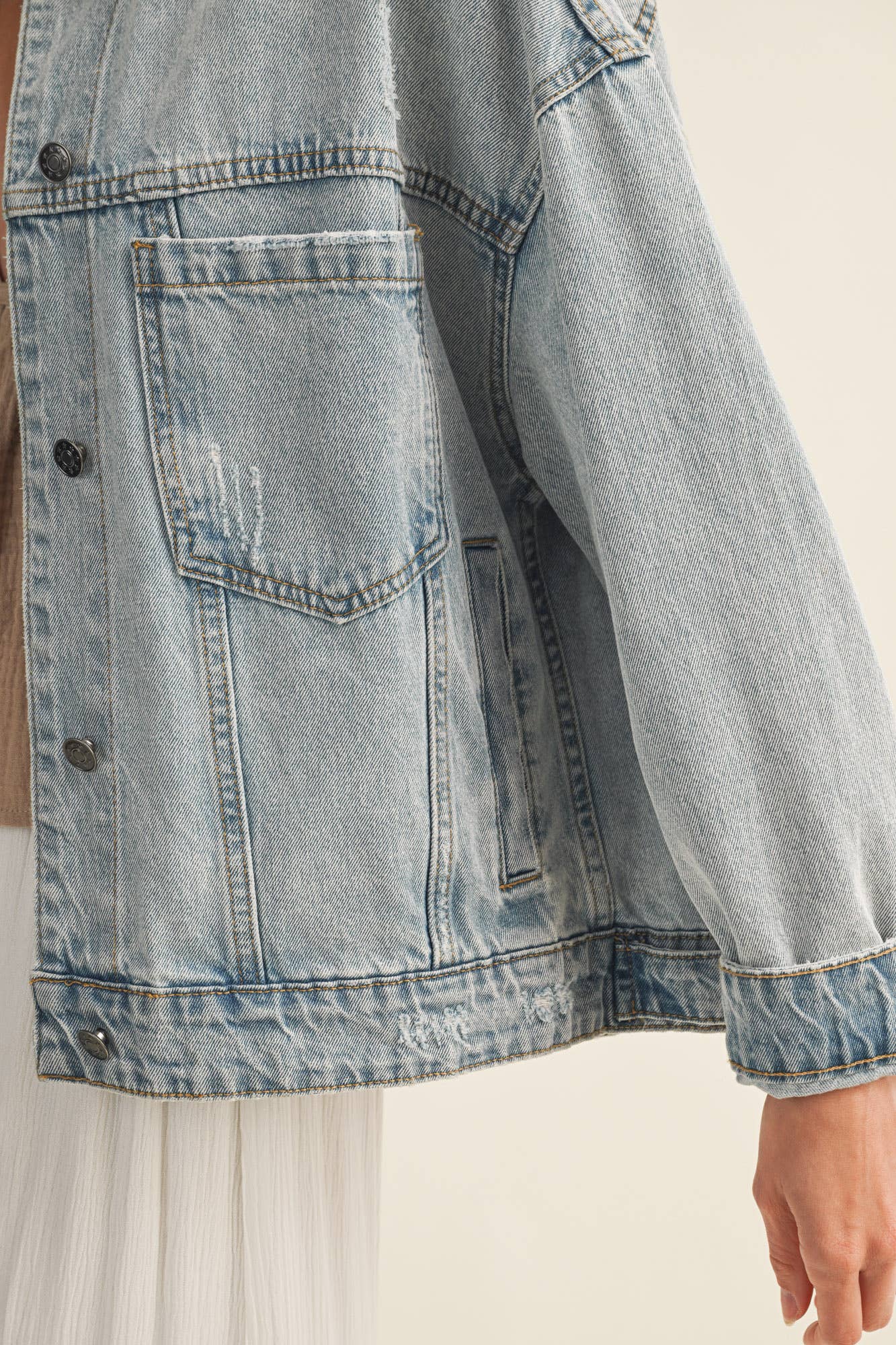 Pleated Back Denim Jacket