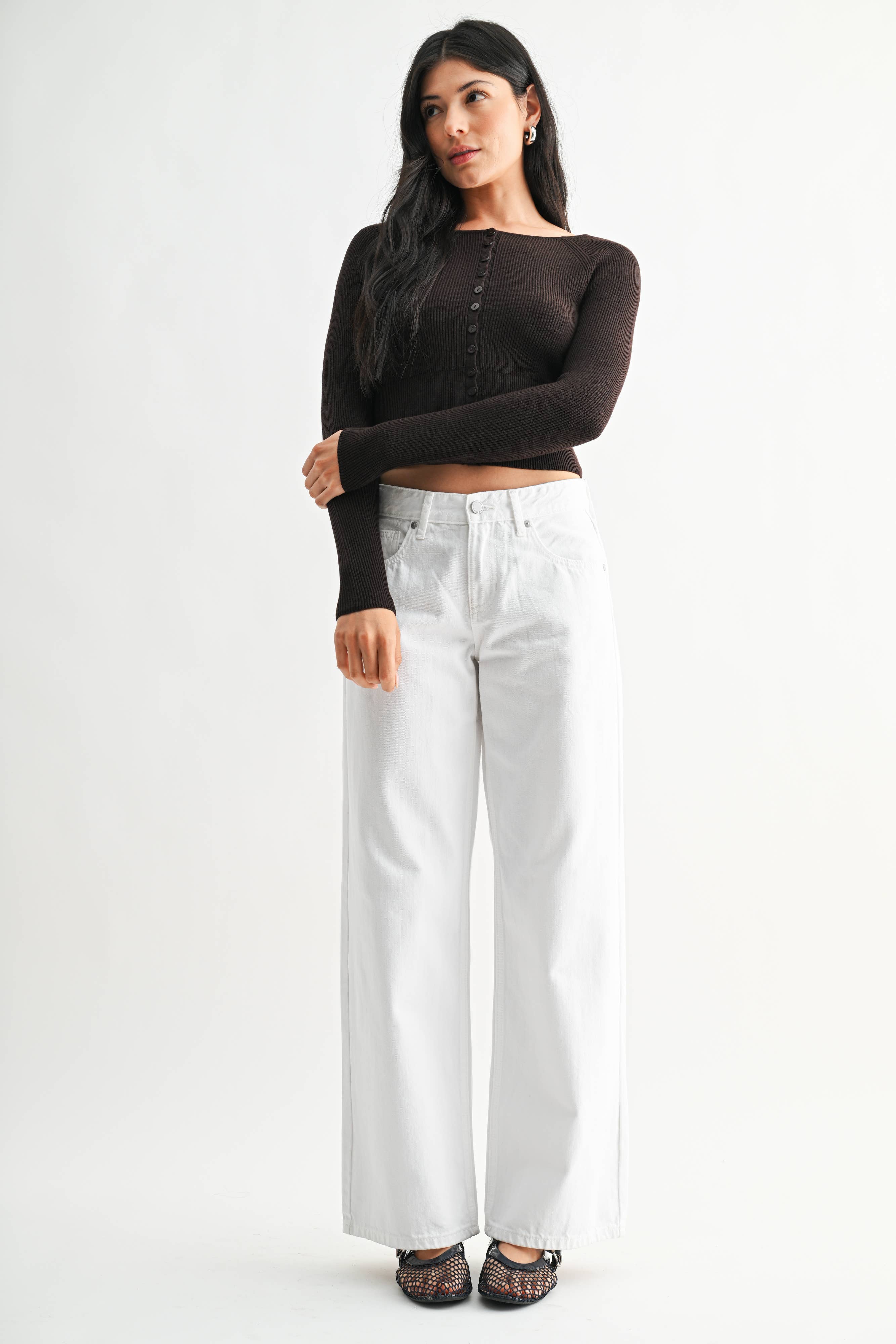 White Baggy Wide Leg Jean