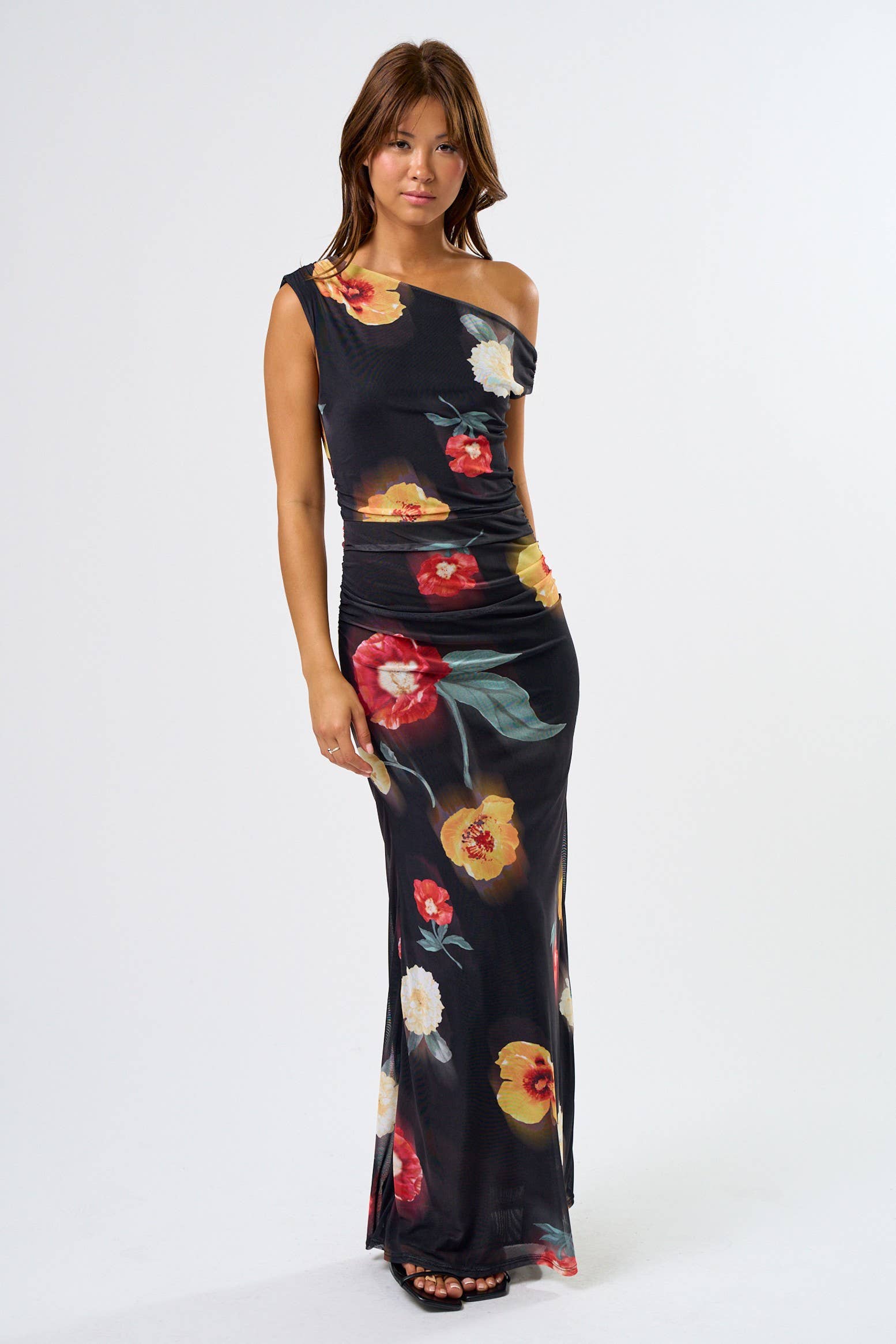 Asymmetrical Floral Maxi Dress