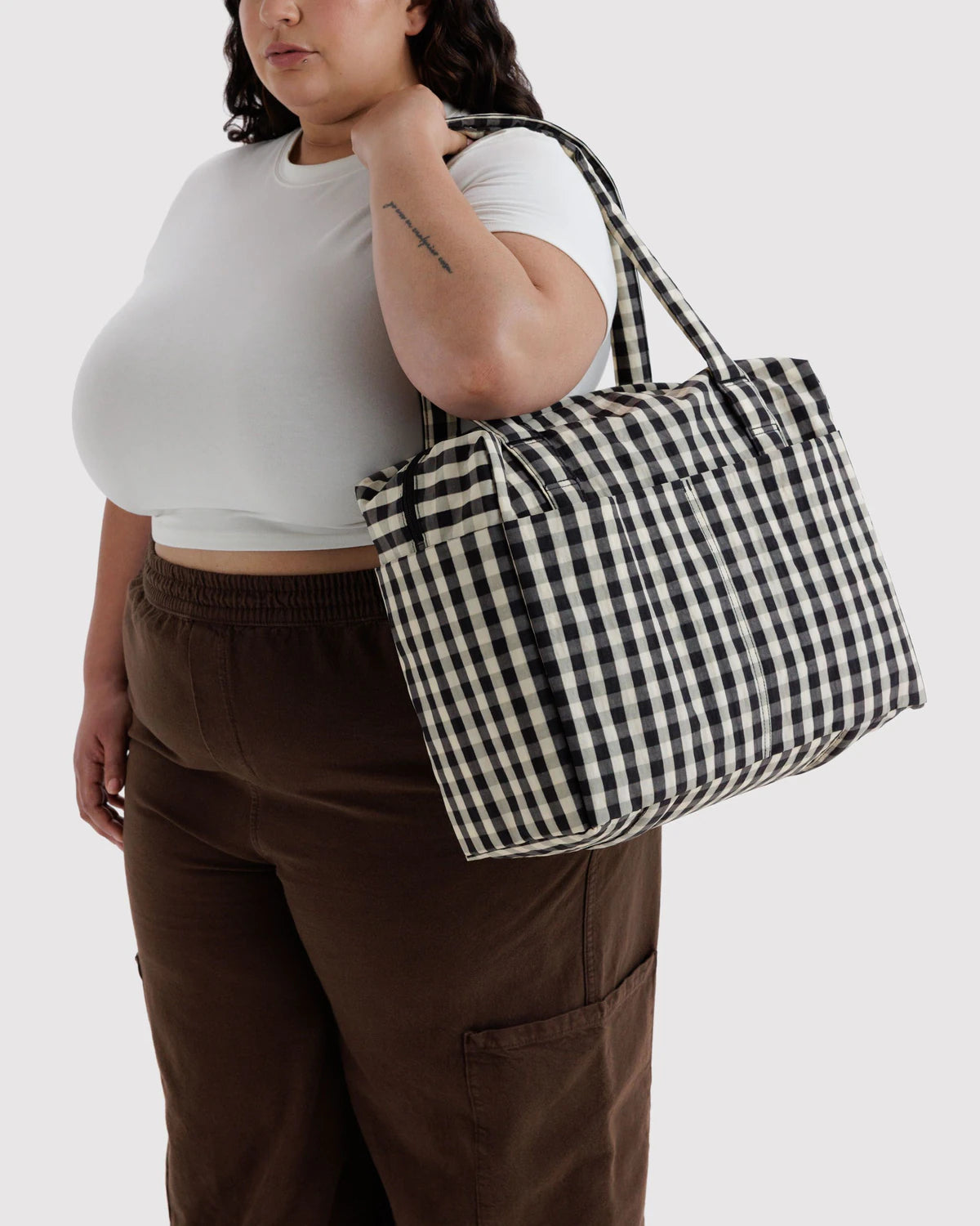 Small Cloud Carry-On - Black And Cream Gingham