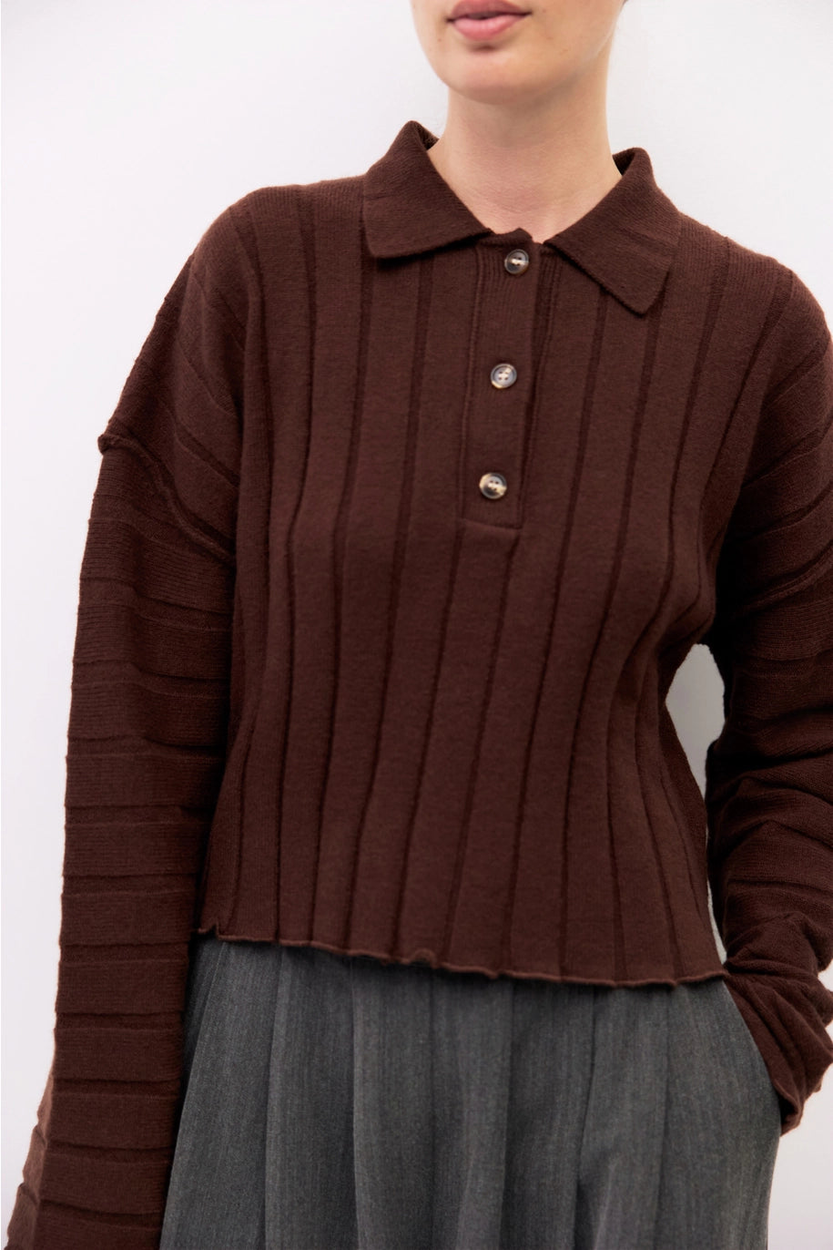 Karina Ribbed Polo Sweater