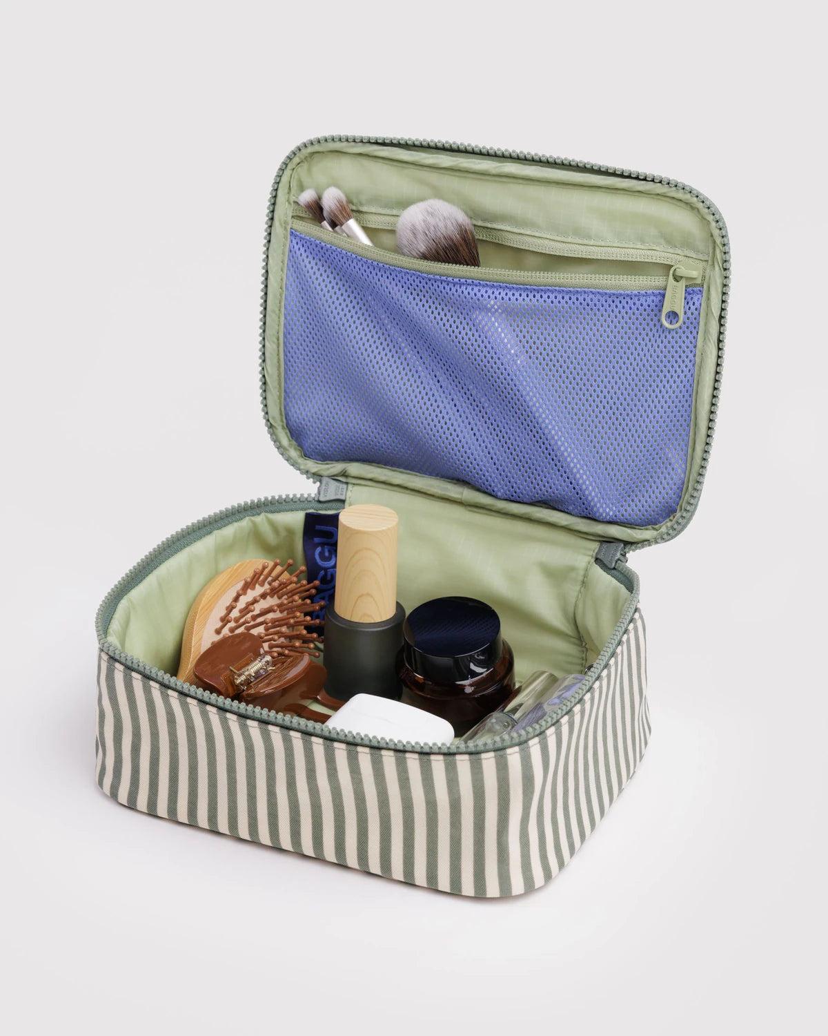 Small Cosmetic Case - Sage Stripe