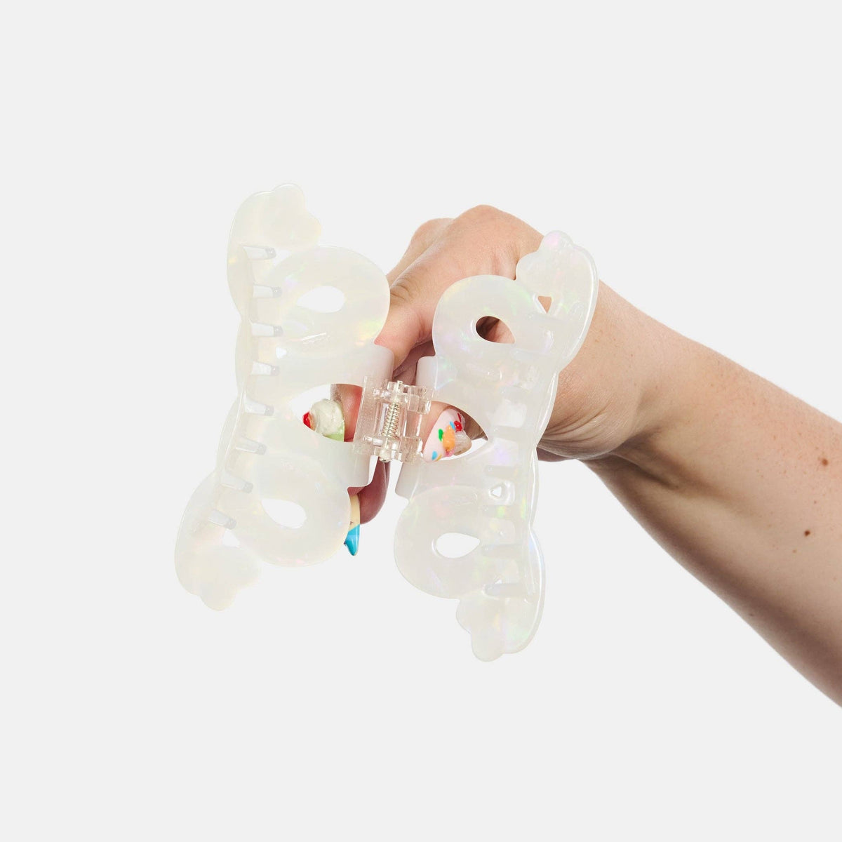 Large Heart Loop Claw in Opal