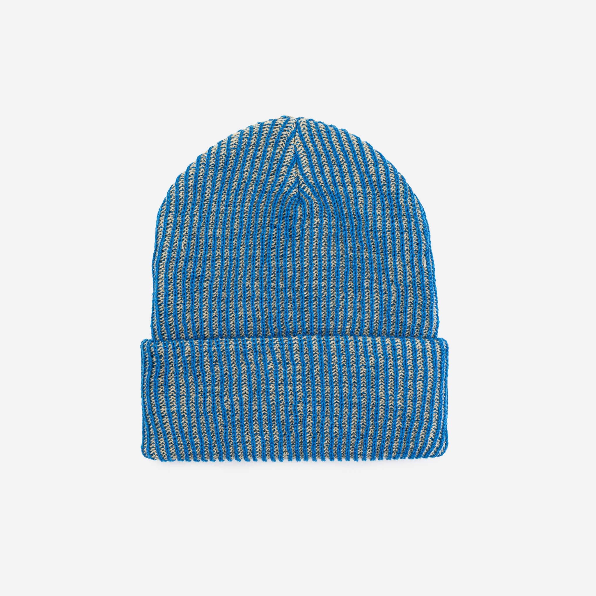 Simple Rib Knit Beanie: Cobalt Sand