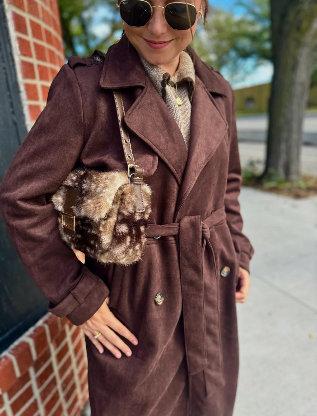 Beverly - Fawn Faux Fur Shoulder Bag