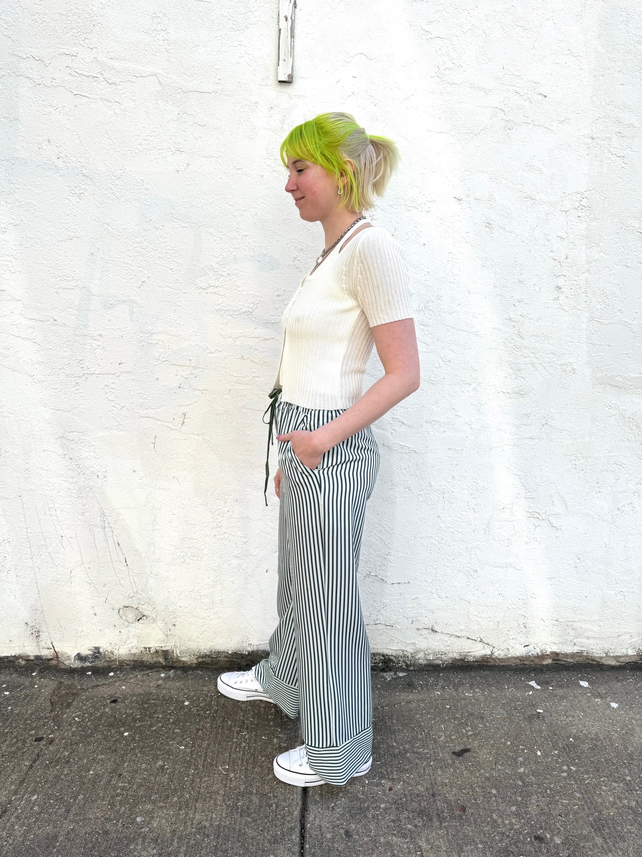 Striped Drawstring Pants with Pockets - Downerss