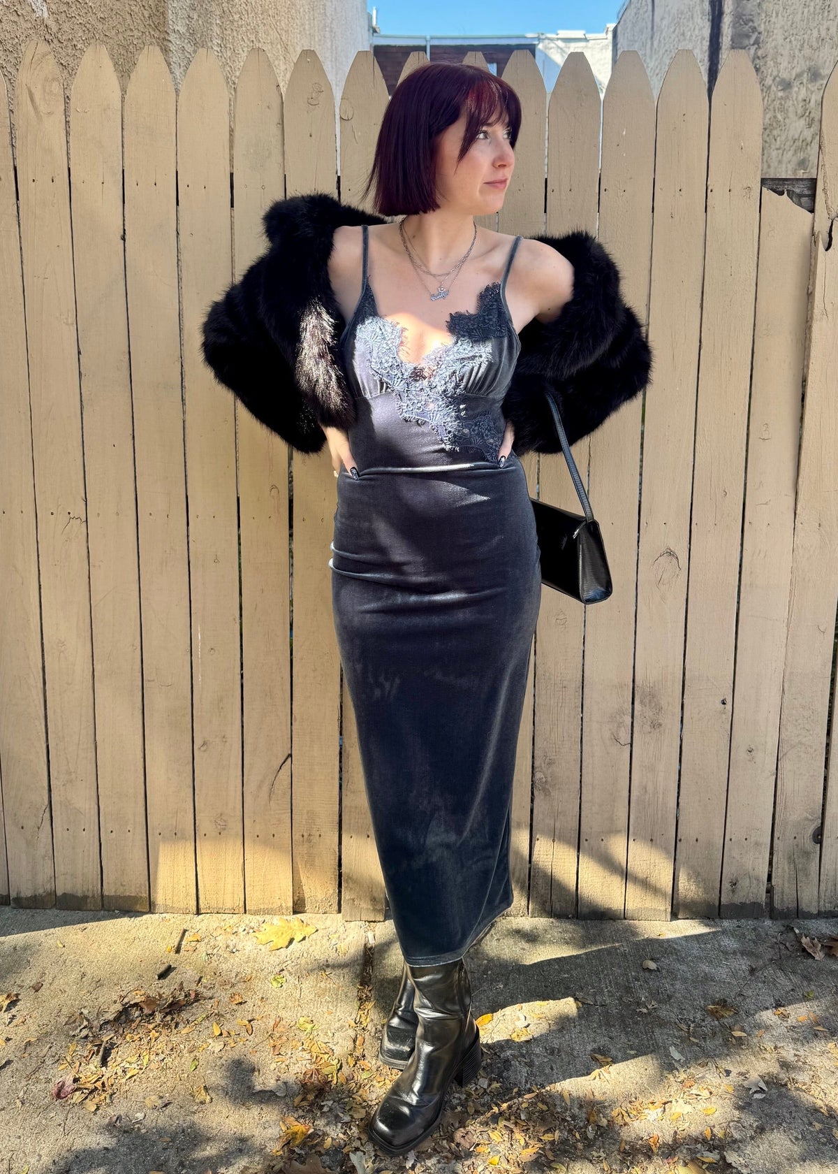 Blue Velvet Midi Dress