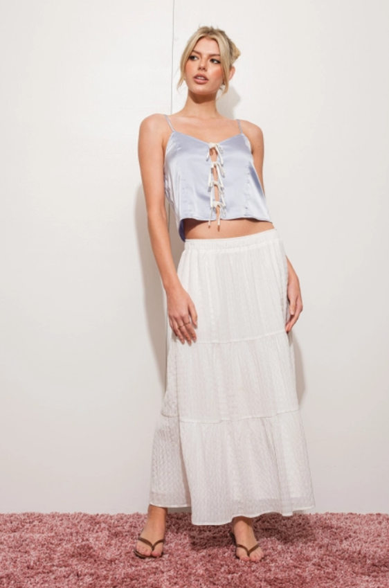 White Tiered Long Skirt