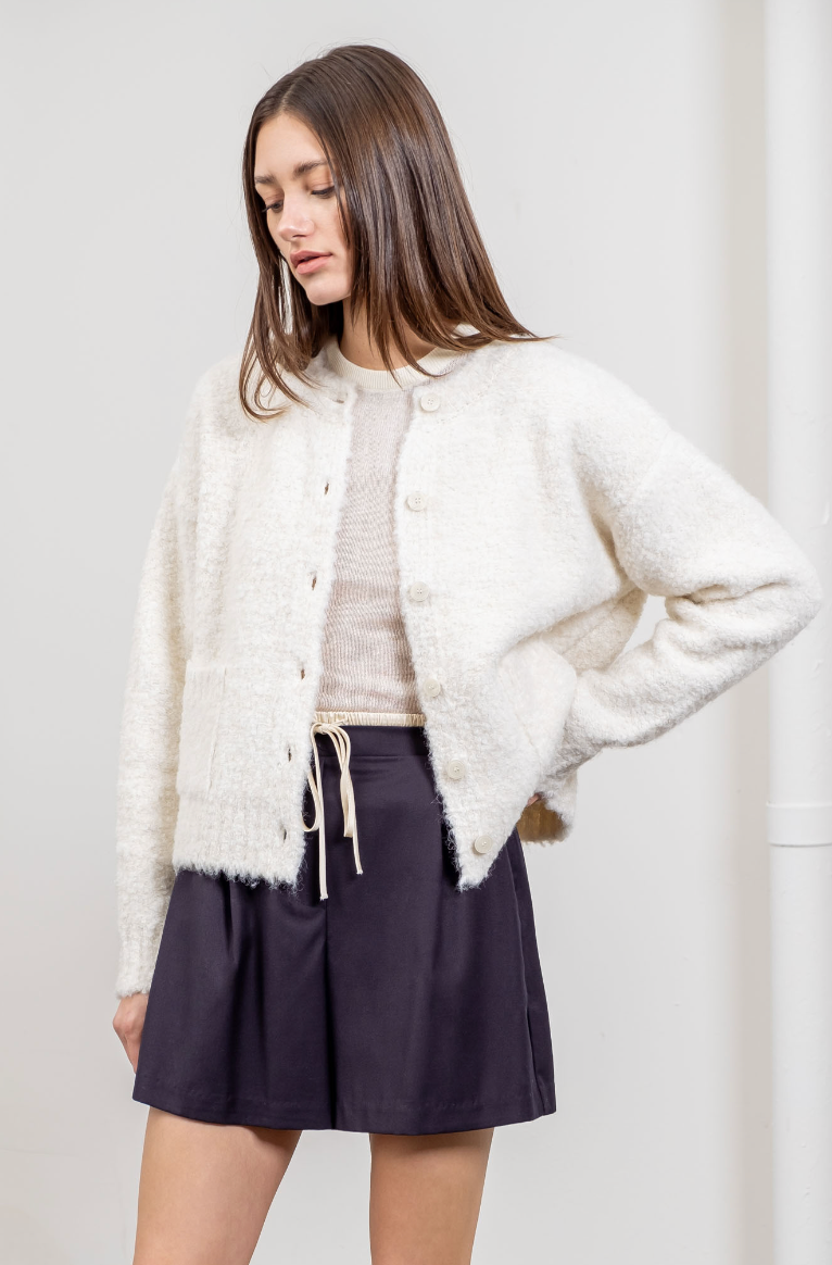 White Button Front Cardi