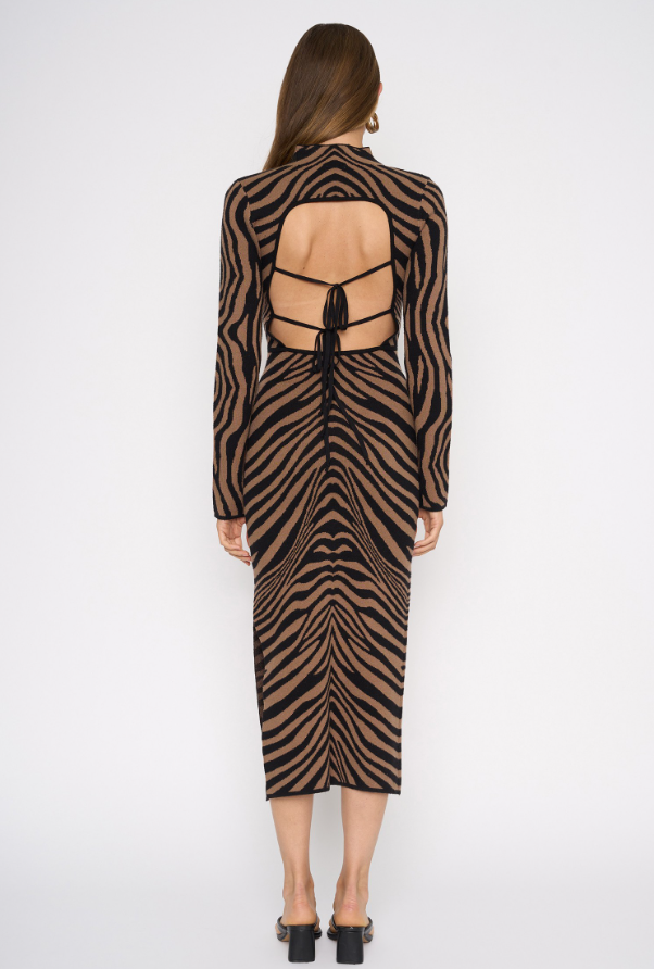 Animal Print Midi Sweater Dress