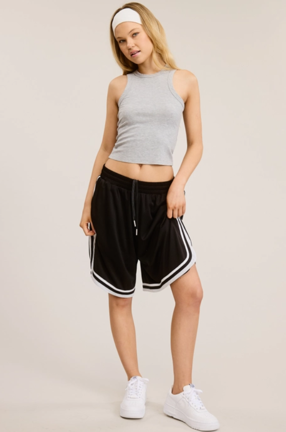 Grey Rib-Knit Racerback Tank - Downerss