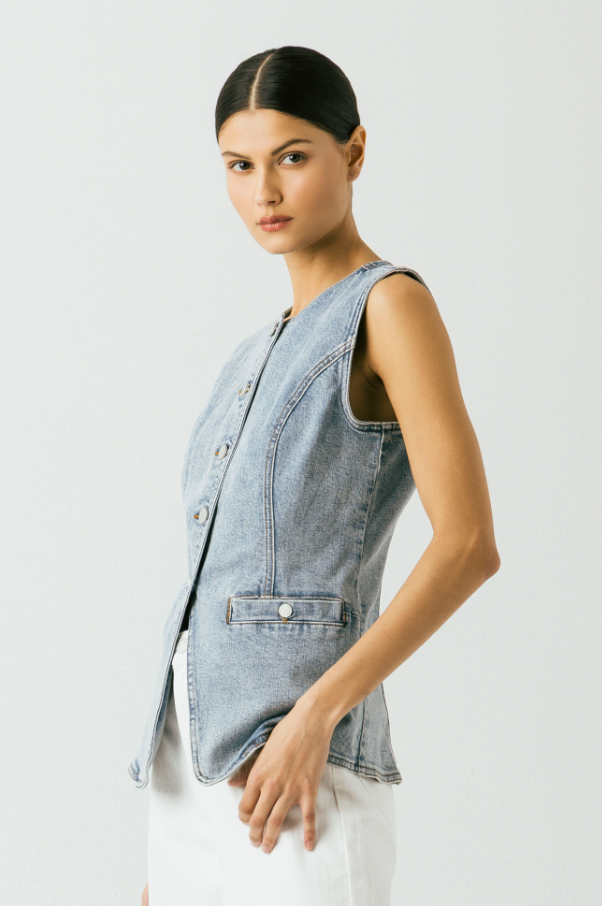 Light Indigo Denim Vest Top