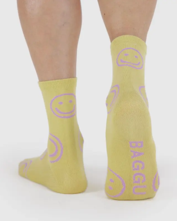 Crew Socks - Straw Happy