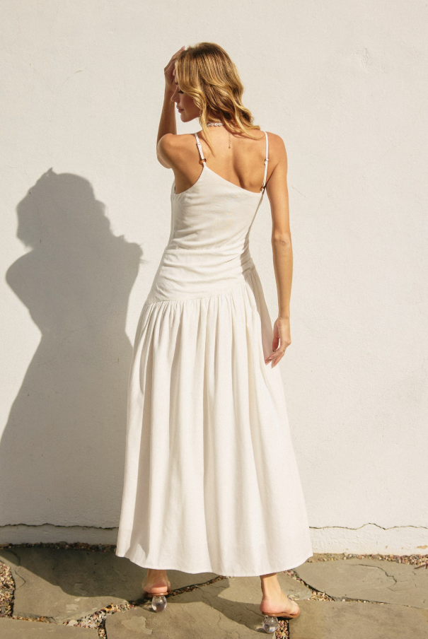 Heaven Sent Drop Waist Ruched Maxi Dress