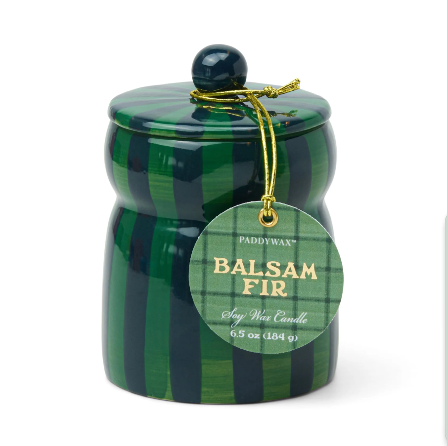 Cabana Green & Navy Candle - Balsam Fir