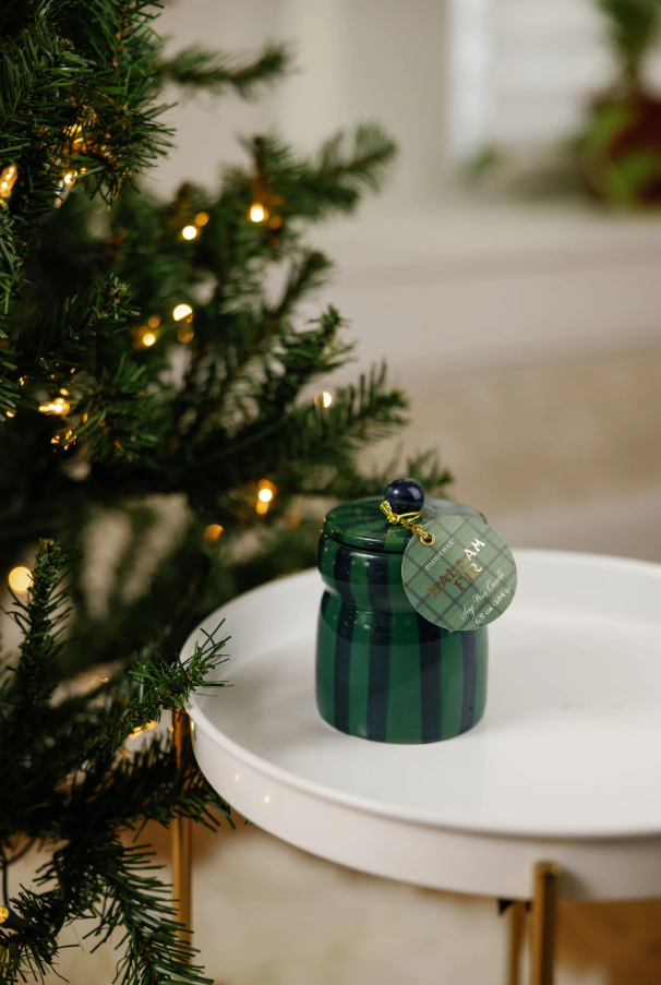 Cabana Green & Navy Candle - Balsam Fir