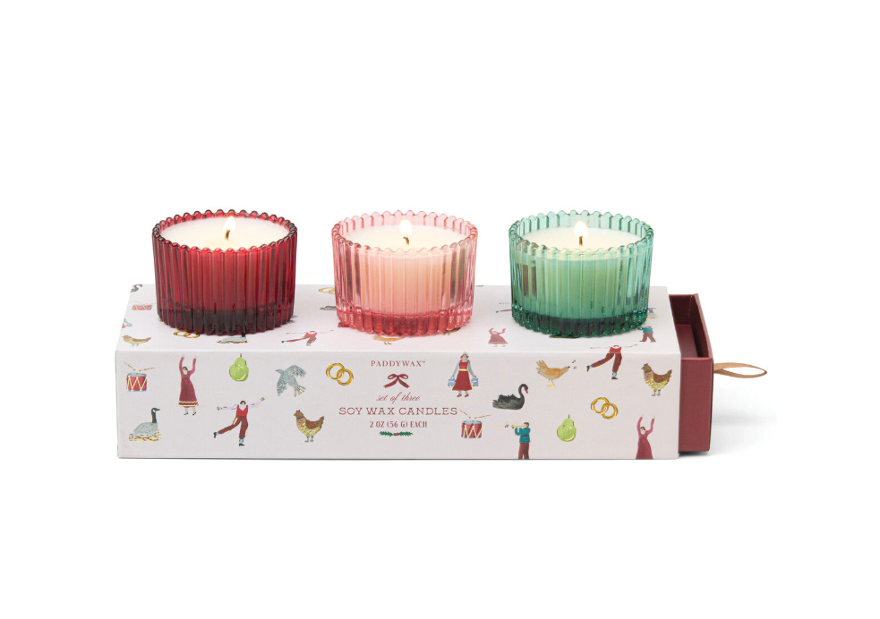 Holiday Ribbed Mercury Glass Candle Set - 3 Piece Set