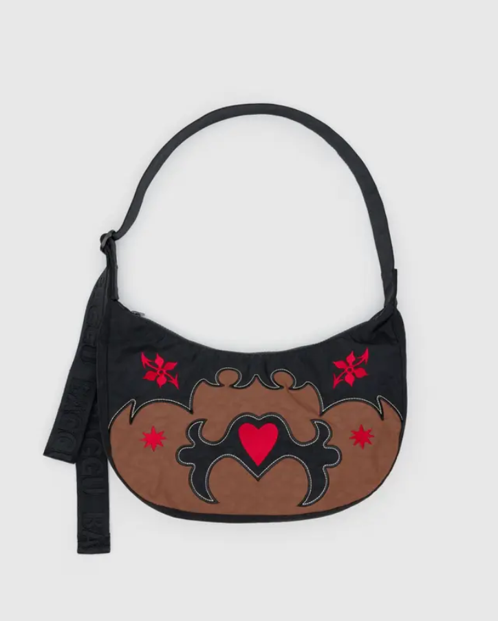 Medium Nylon Crescent Bag - Western Applique
