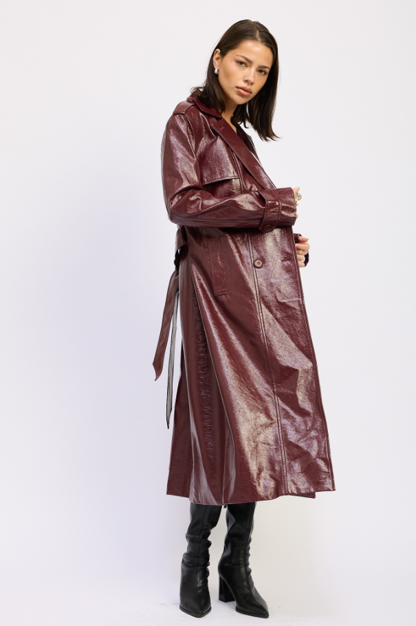 Red Leather Trench Coat