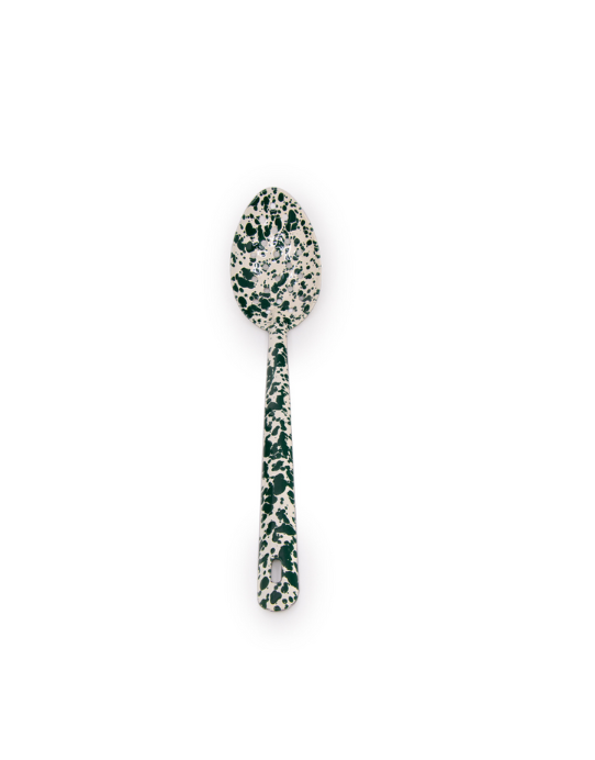 Splatter Enamelware Large Serving Spoon 12" - Black