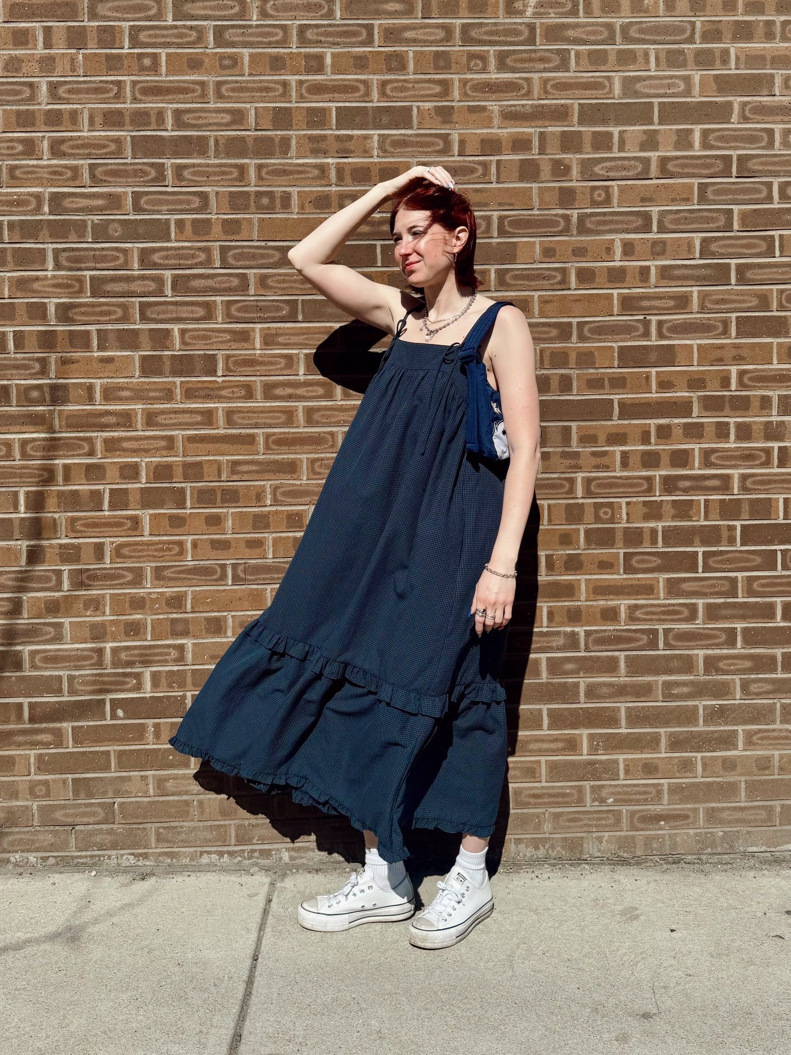 Gingham Ruffle Midi Dress