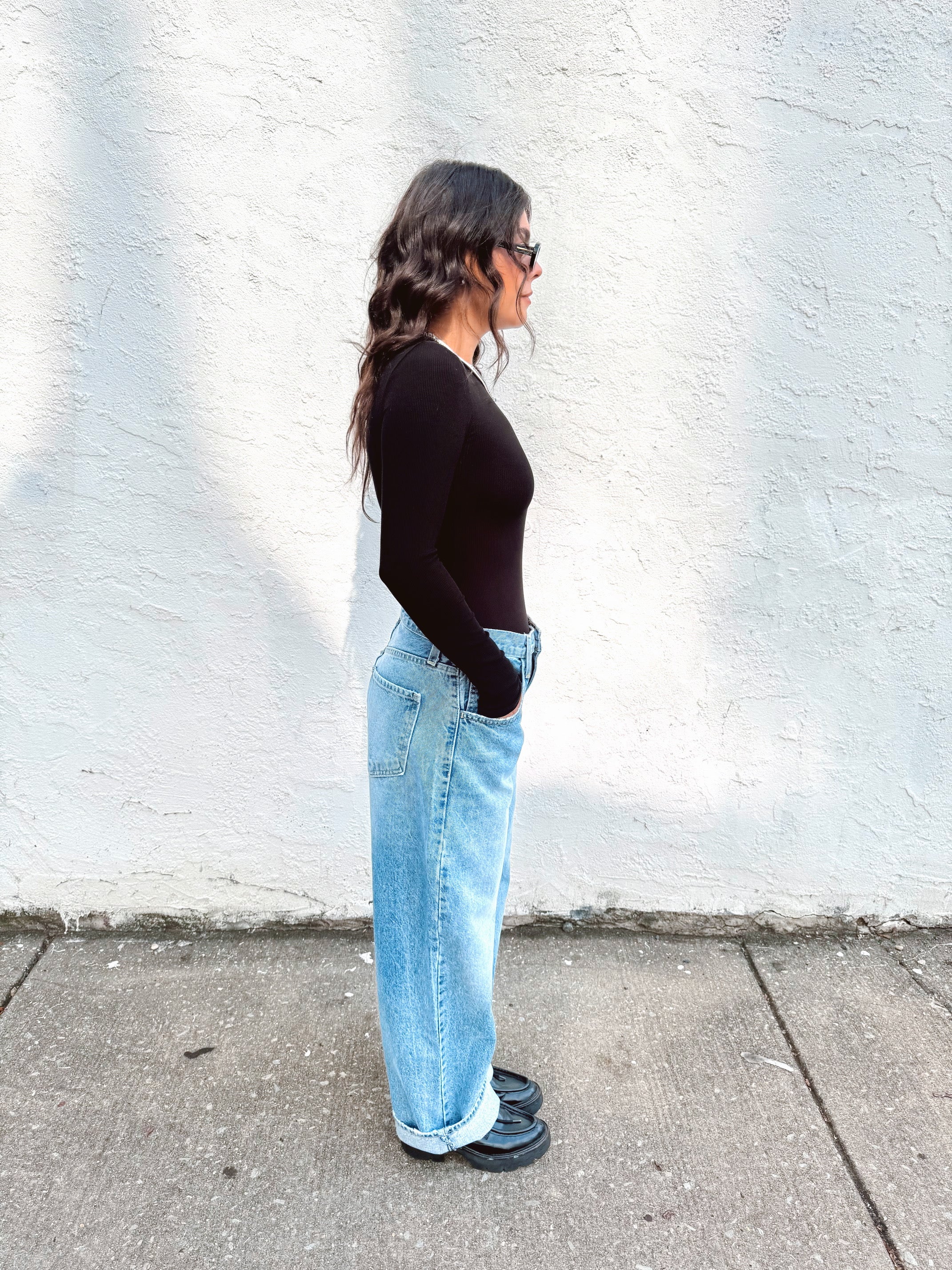 Round Neck Long Sleeve Knit Bodysuit
