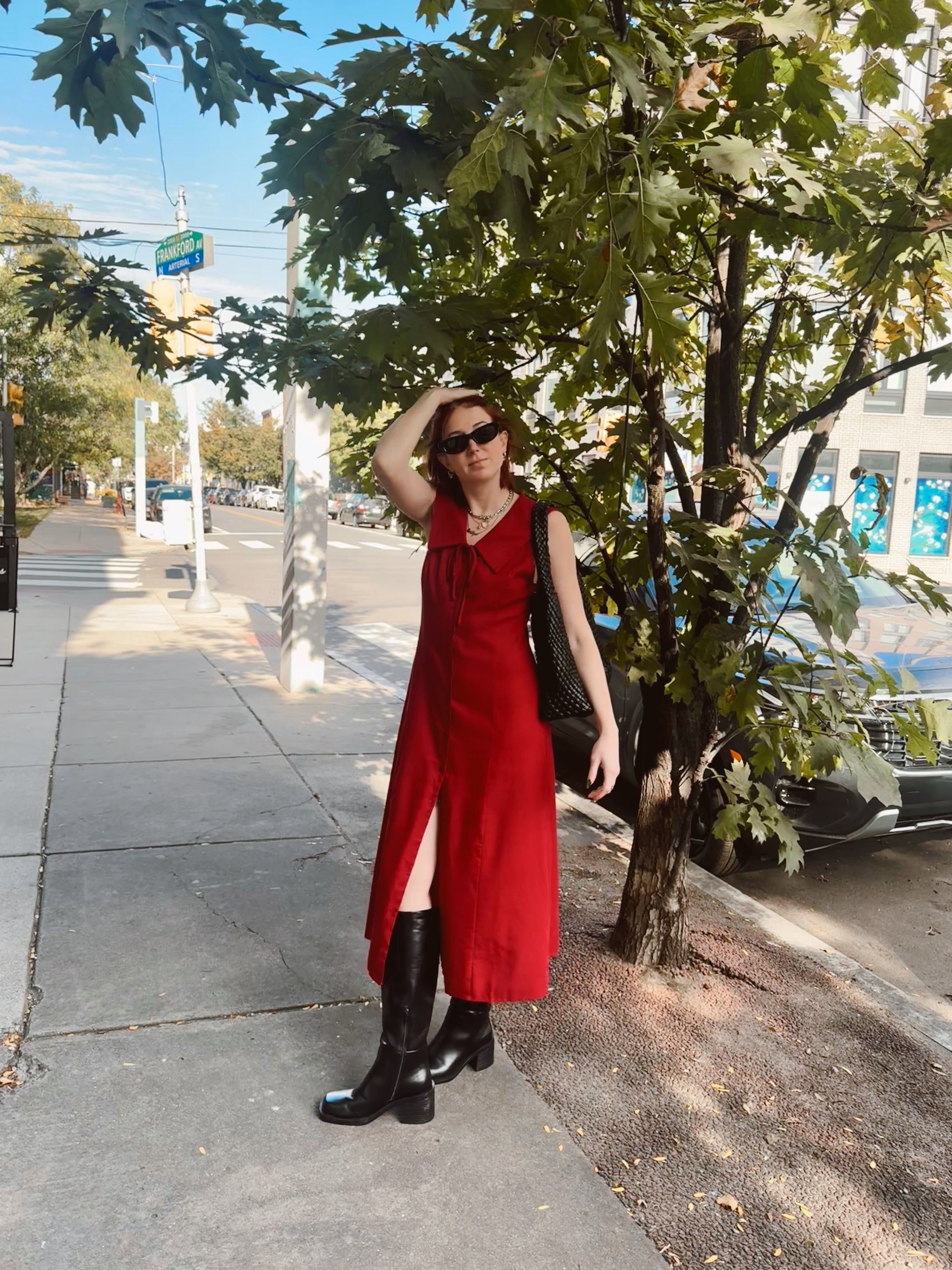 Linen Button Down Dress With Sailor Collar