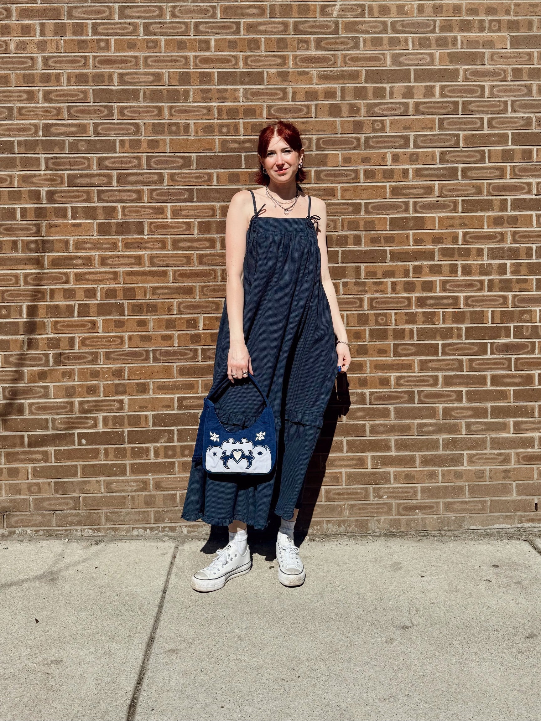 Gingham Ruffle Midi Dress