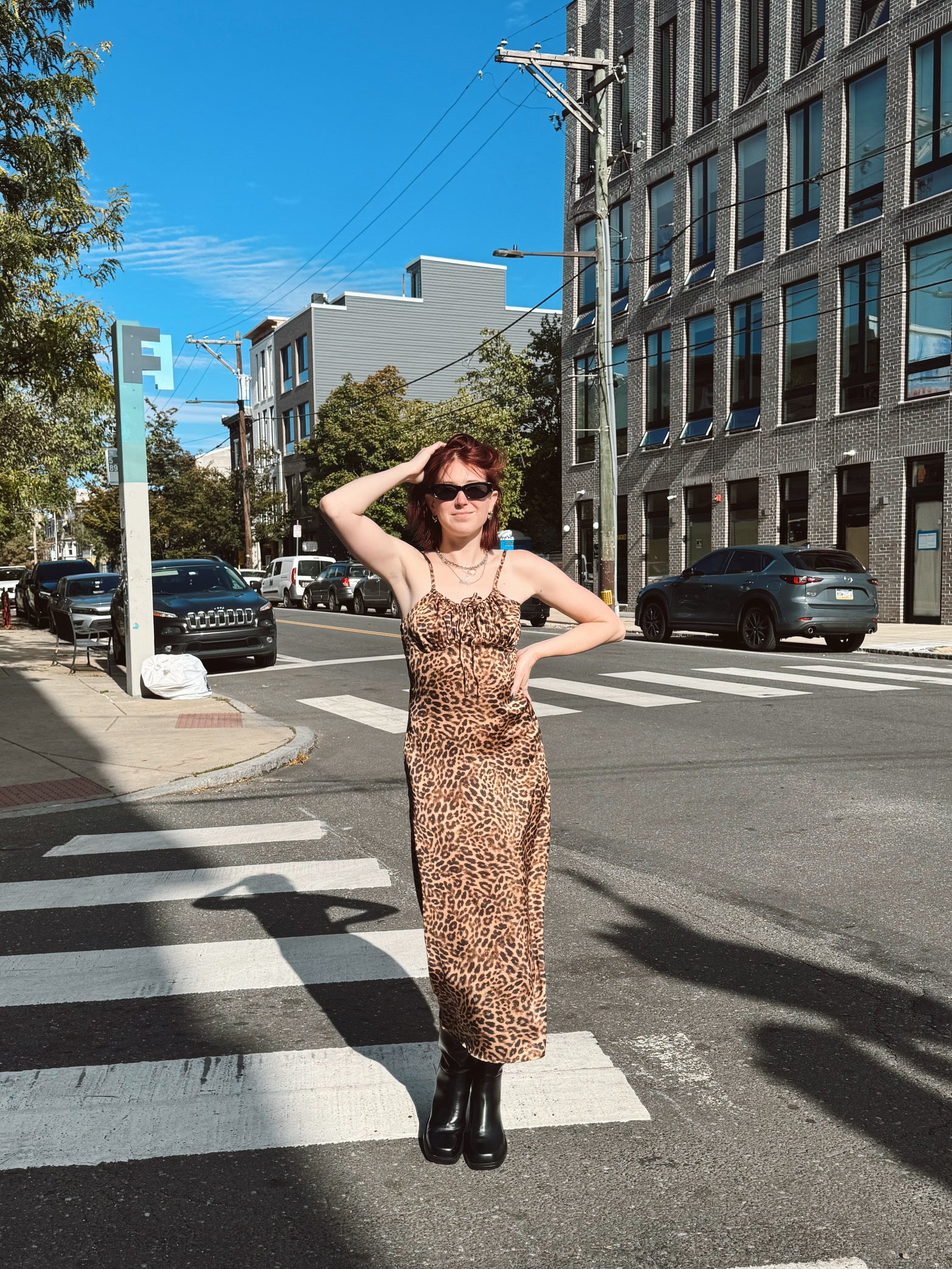 Leopard Print Satin Maxi Dress