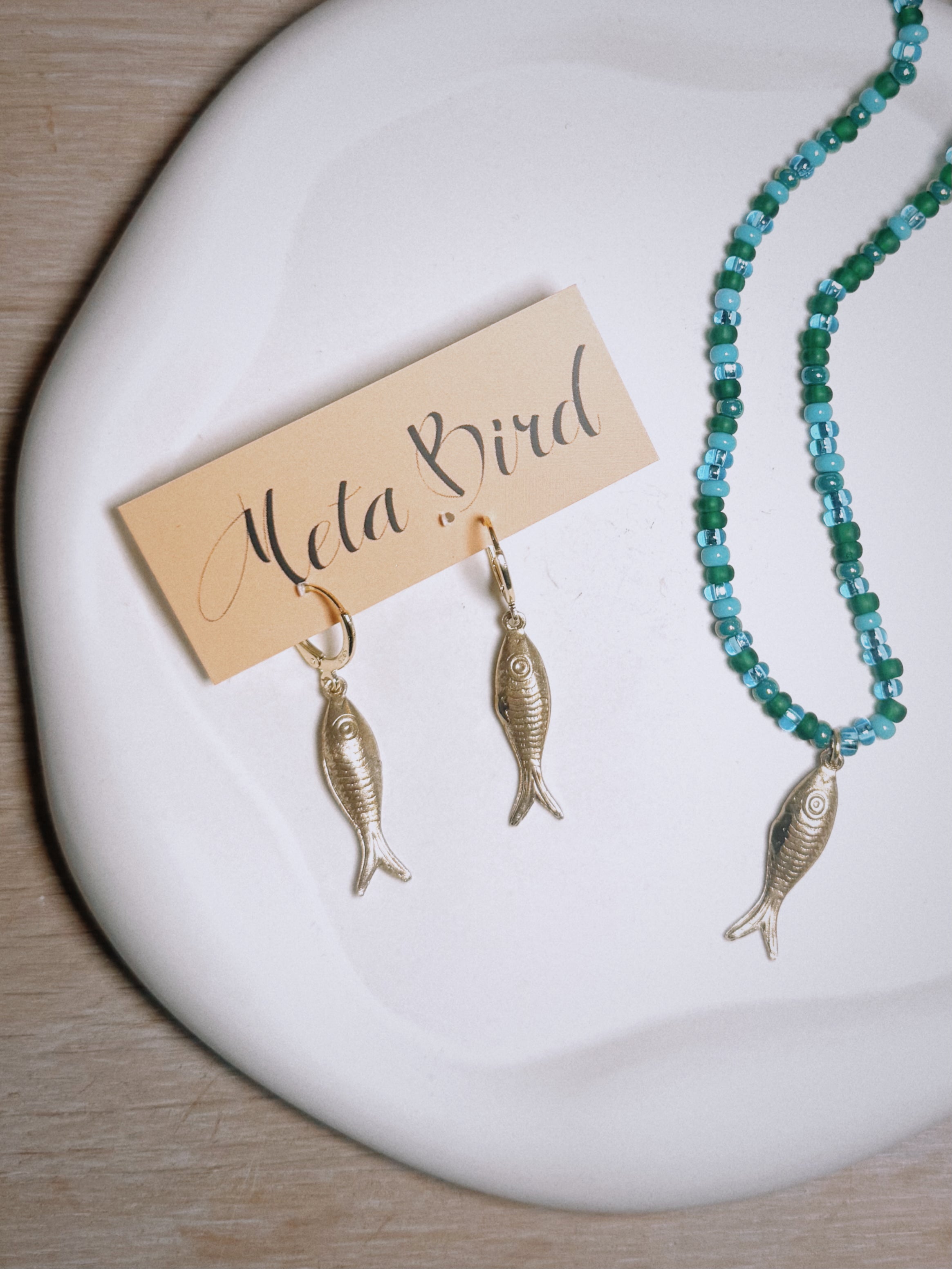 Beaded Fish Necklace - Gold