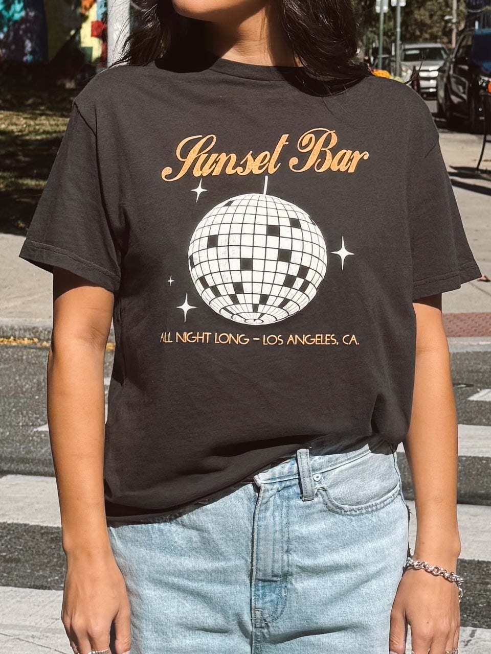 Sunset Bar Disco Ball Graphic Tee