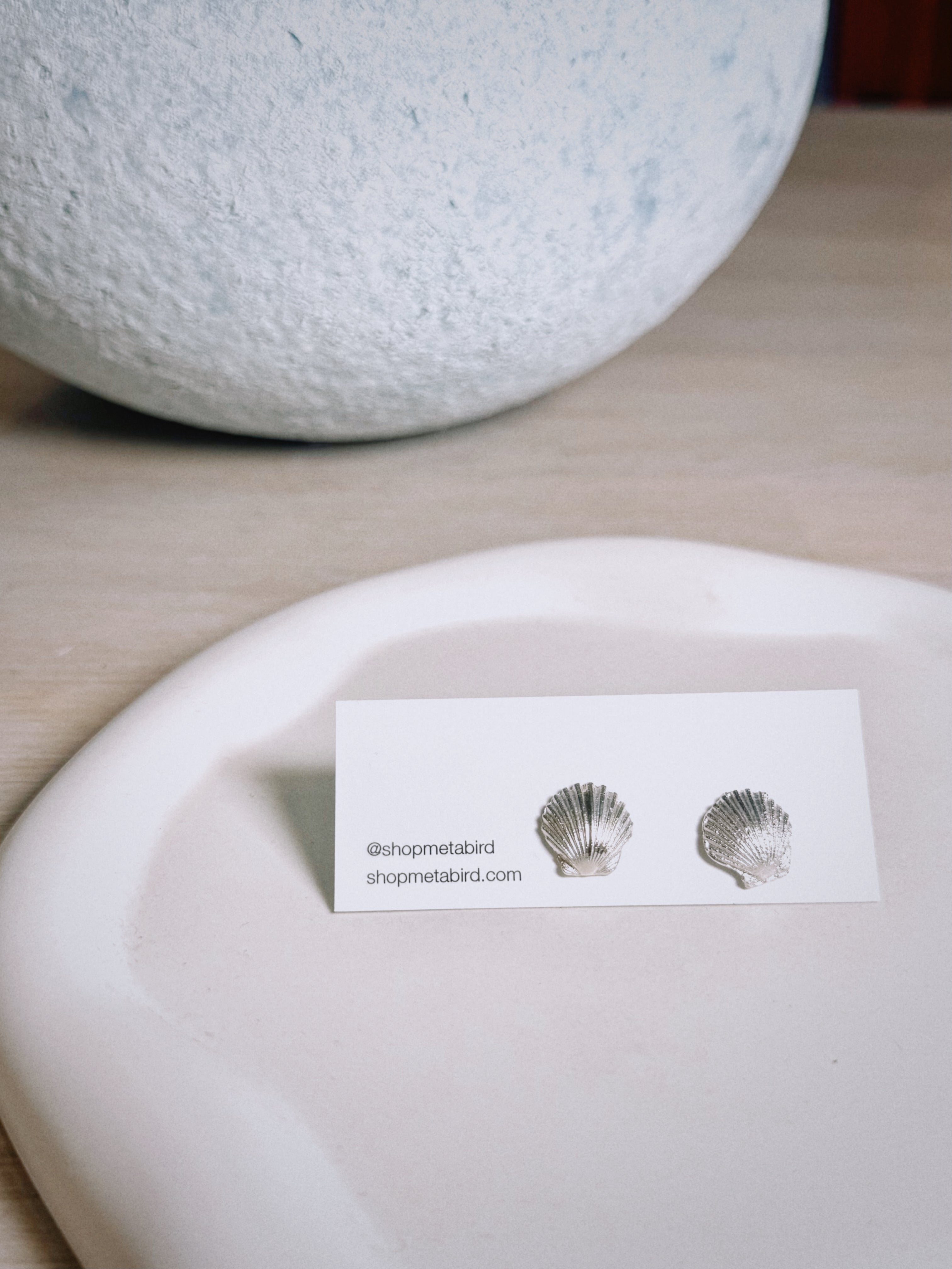 Sea Shell Stud Earrings - Silver