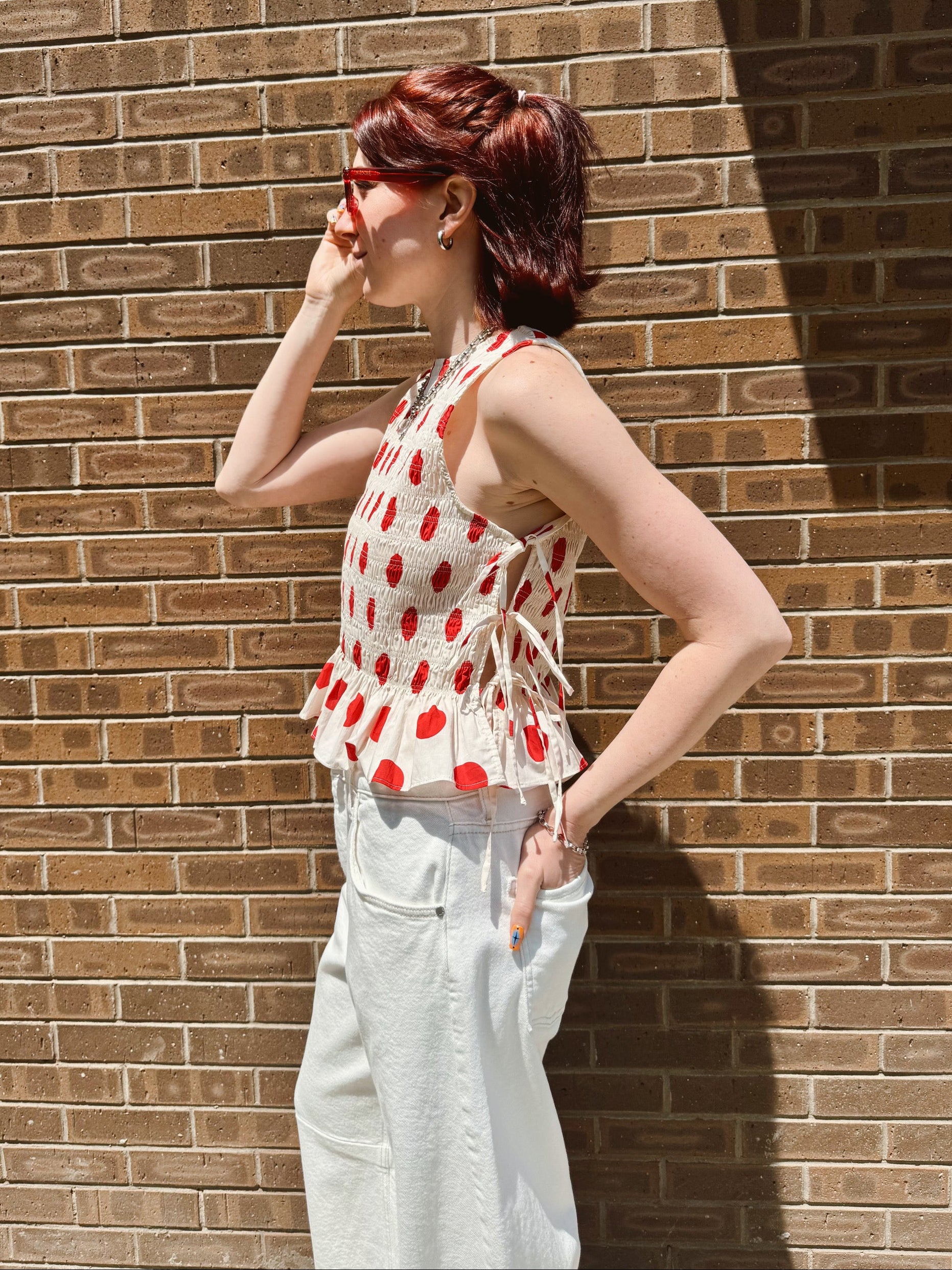 Maeve Polka Dot Top