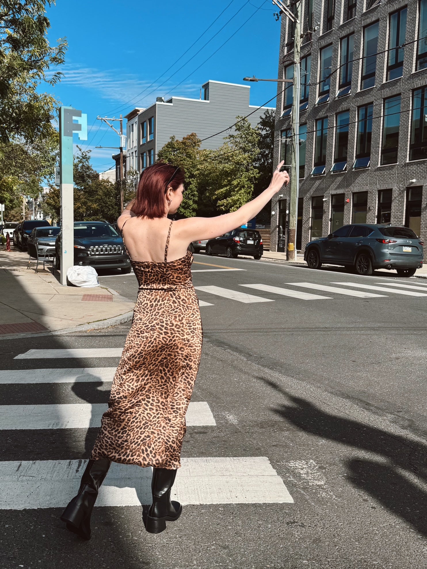 Leopard Print Satin Maxi Dress