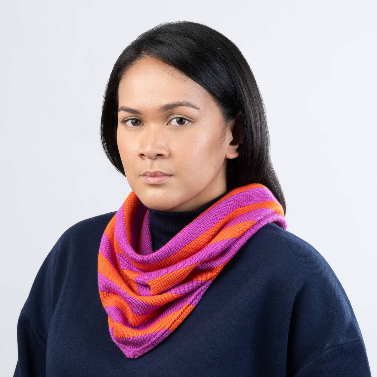 Simple Stripe Triangle Scarf: Poppy Magenta