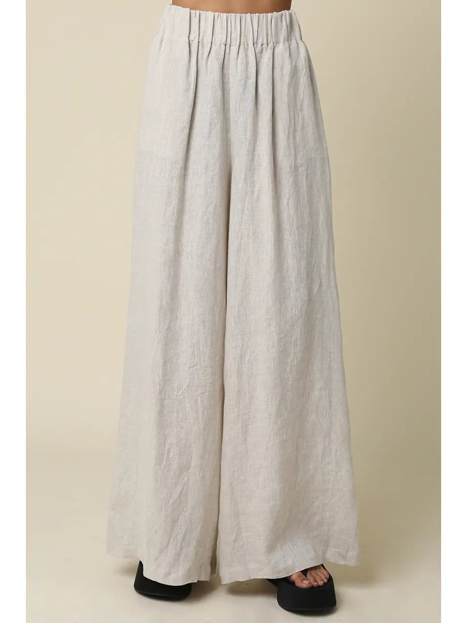 Jerri Linen Wide-Leg Pants - Natural